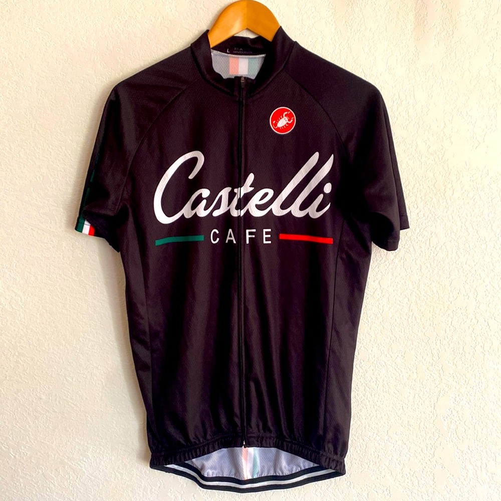 Women’s CASTELLI Jersey Cycling Black Full Zip SZ LARGE